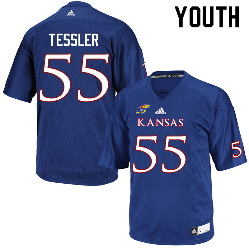Youth #55 Rexx Tessler Kansas Jayhawks College Football Jerseys Sale-Royal
